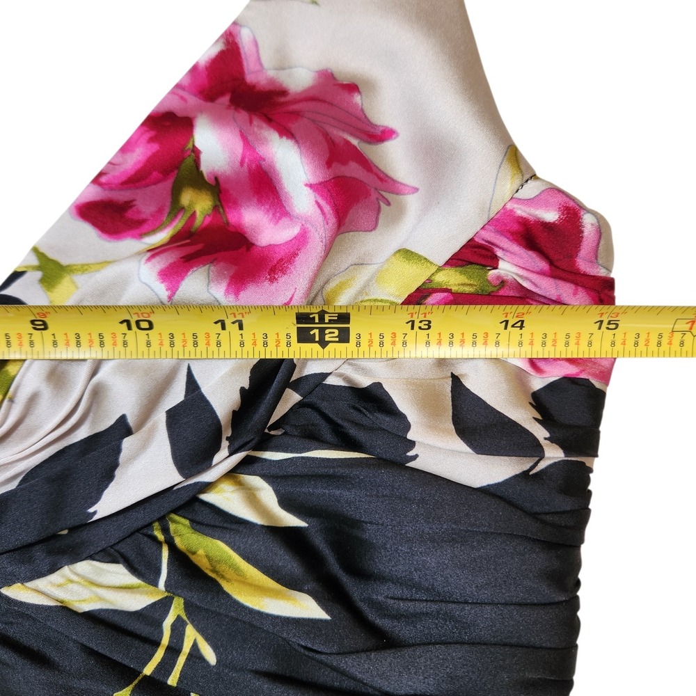 DAVID MEISTER Size 8 Floral Silk Spandex Multicolor Sleeveless V Neckline Dress - Picture 8 of 15